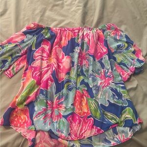 Lilly Pulitzer Vibrant Floral Blouse - Pink, Blue, Green